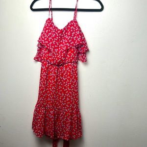 B.Smart red floral off the shoulder summer dress size 9